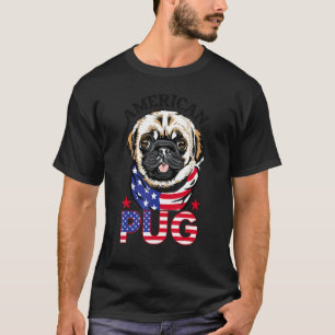 T-shirt Chien de race Pug fière du drapeau américain Patri
