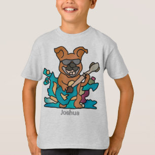 T-shirt Chien de rue rétro avec guitare Drôle