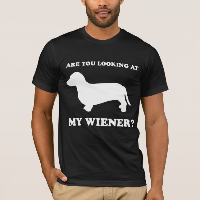 T-SHIRT CHIEN DE SAUCISSE : REGARDEZ MA SAUCISSE (Devant)