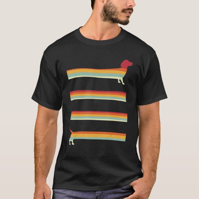 T-shirt Chien de saucisse rétro extra long (Devant)