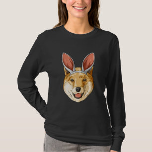 T-shirt Chien de Shiba avec oreilles de lapin de Pâques   