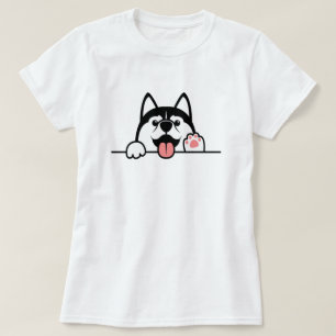 T-shirt Chien de Sibérie, Cute ramasse sur le mur,
