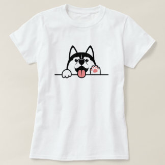 T-shirt Chien de Sibérie, Cute ramasse sur le mur,
