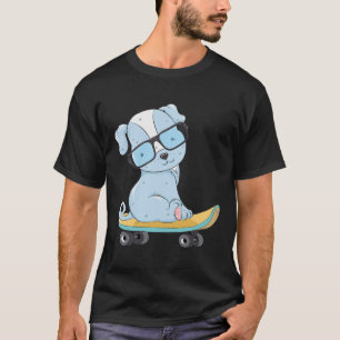 T-shirt Chien de skateboard chiot drôle skateboard joli ch