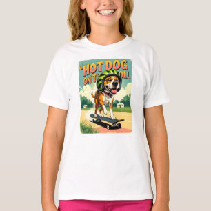 T-shirt Chien de skateboard été drôle rétro plage