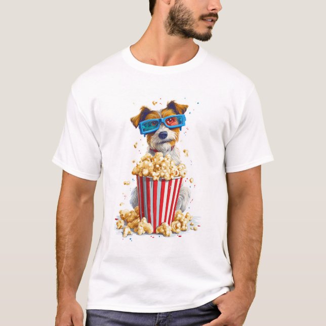 T-shirt Chien de soirée cinéma Popcorn Pup (Devant)
