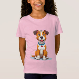 T-Shirt Chien de style cartoon joyeux avec expression lumi