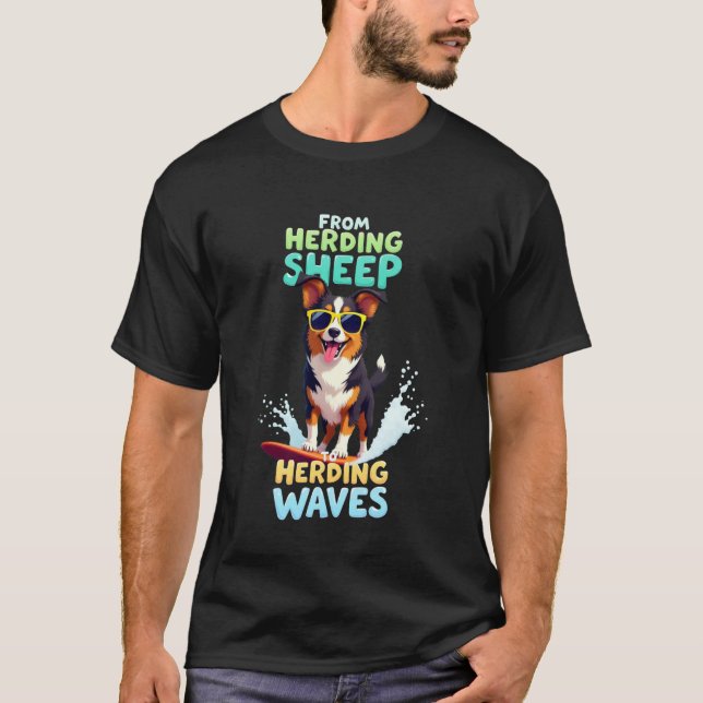 T-shirt Chien de surf australien Shepherd cool (Devant)