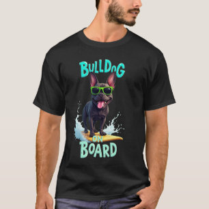 T-shirt Chien de surf Cool Black Bouledogue Français