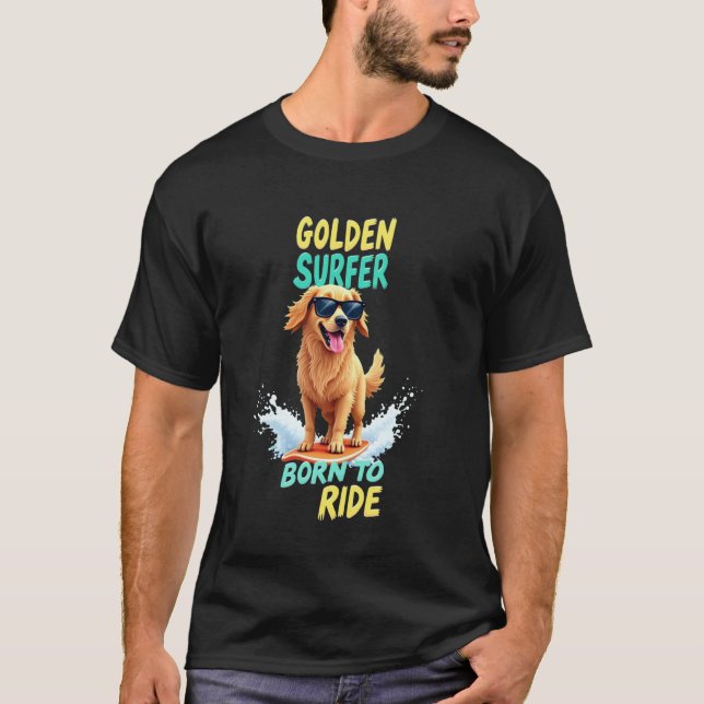 T-shirt Chien de surf cool Retriever doré (Devant)