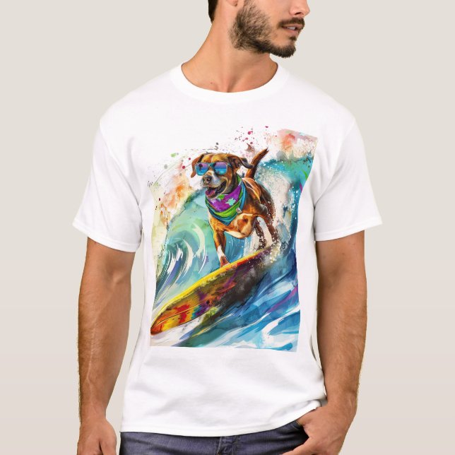 T-shirt Chien de surf - Été Amusant Beach Pup Illustration (Devant)