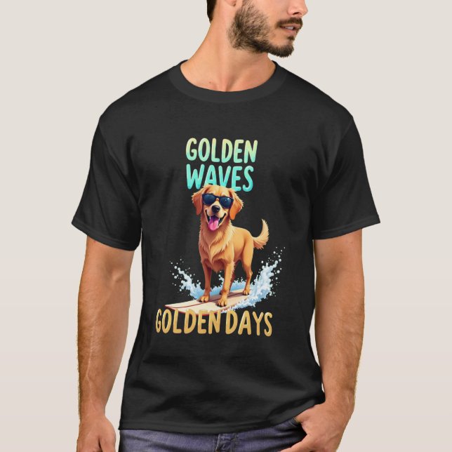 T-shirt Chien de surf Retriever doré cool (Devant)