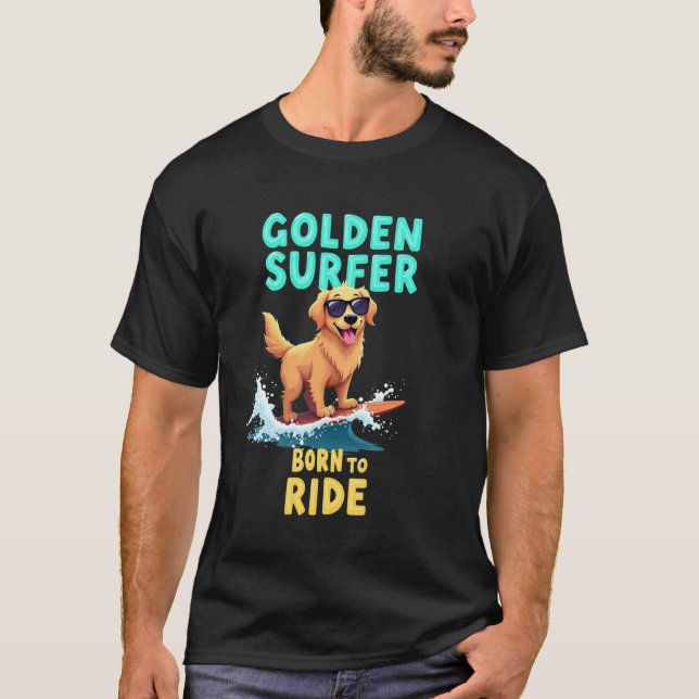 T-shirt Chien de surf retriever doré drôle cool (Devant)