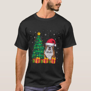T-shirt Chien de taule américain moche Santa Hat lumières 