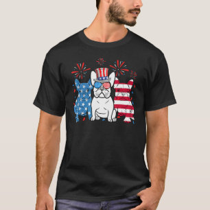 T-shirt Chien de taureau 4 juillet Drapeau américain