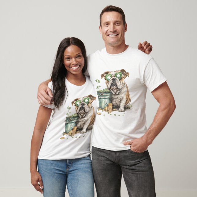 T-shirt Chien de taureau anglais de la Saint-Patrick (Unisexe)