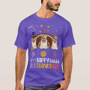 T-shirt Chien de taureau anglais Joyeux Halloween Thanksgi
