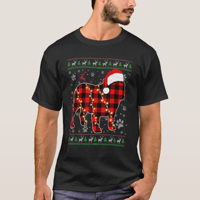 T-shirt Chien de taureau anglais Noël Noël de Noël (Devant)