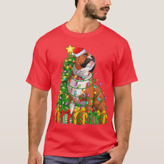 T-shirt Chien de taureau anglais Père Noël correspondant à