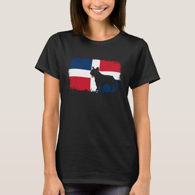 T-shirt Chien de taureau français drapeau de la République (Devant)