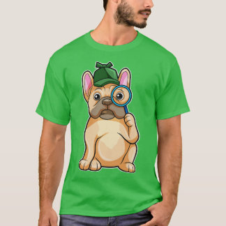 T-shirt Chien de taureau français en détective avec du ver