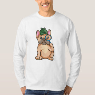 T-shirt Chien de taureau français en détective avec du ver