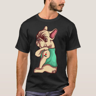 T-shirt Chien de taureau français J'aime maman tatouage