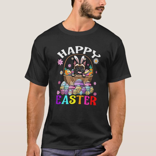 T-shirt Chien de taureau français Joyeux oeufs de lapin de (Devant)