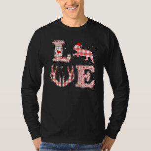 T-shirt Chien de taureau français Xmas Red Plaid Reindeer