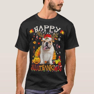 T-shirt Chien de taureau Hallothanksmas Halloween Noël