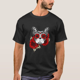 T-shirt Chien de taureau mexicain crâne de sucre Hallowee