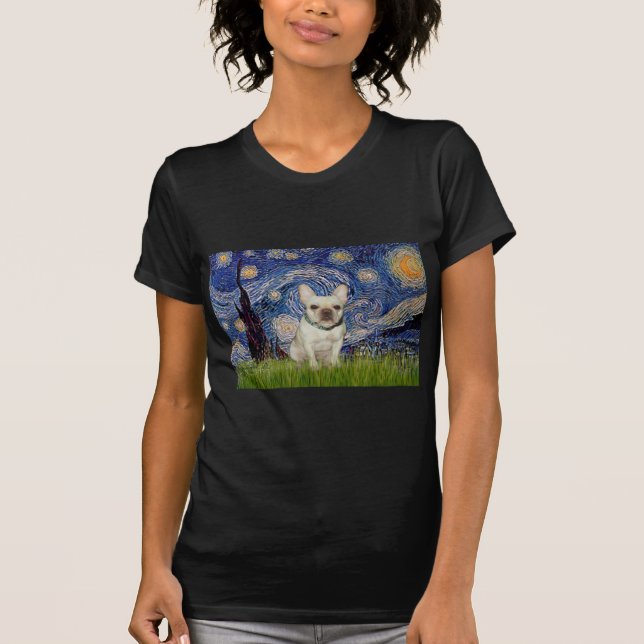T-shirt Chien de taureaux français 1 - Nuit étoilée (Devant)