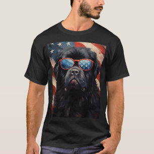 T-shirt Chien de Terre-Neuve 4 juillet drapeau américain
