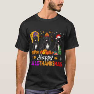 T-shirt Chien de Terre-Neuve Halloween Noël Hallothanksma