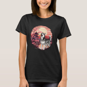 T-shirt Chien de traîneau sibérien au coucher du soleil ja