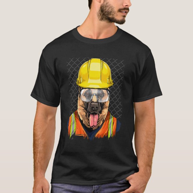 T-shirt Chien de Travailleur de Construction Allemand Chie (Devant)