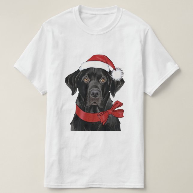 T-shirt Chien de vacances Noël Black Lab (Design devant)