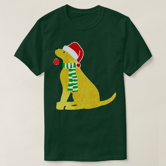 T-shirt Chien de vacances Noël Jaune Lab (Design devant)