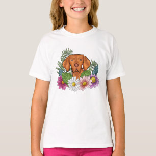 T-shirt Chien de Vizsla Hongrois Avec Fleurs Naturelles Co