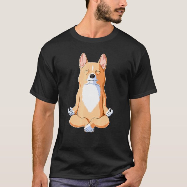 T-shirt Chien de yoga Corgi (Devant)
