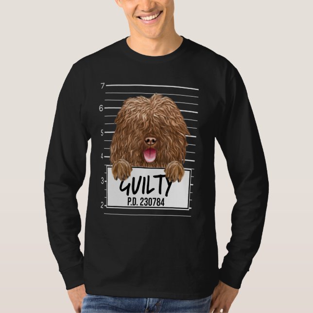 T-shirt Chien d'eau espagnol Mugshot Chien Coupable (Devant)
