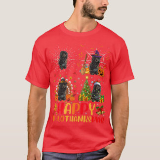 T-shirt Chien d'eau portugais Halloween Noël Hallothan