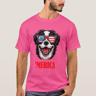 T-shirt Chien d'eau portugais Merica 4 juillet