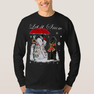 T-shirt Chien d'eau portugais Père Noël Noël Snowman Noël 