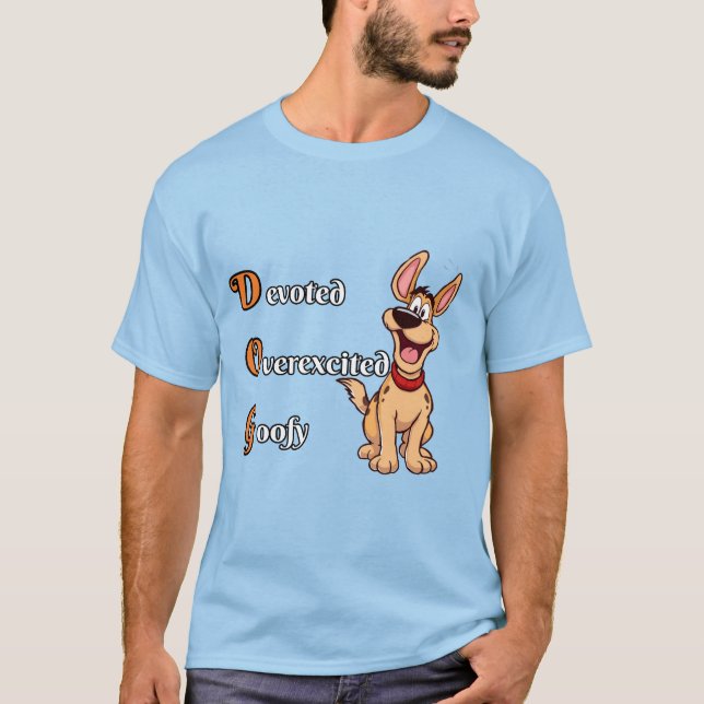 T-shirt CHIEN : Dédié Goofy surexcité. (Devant)