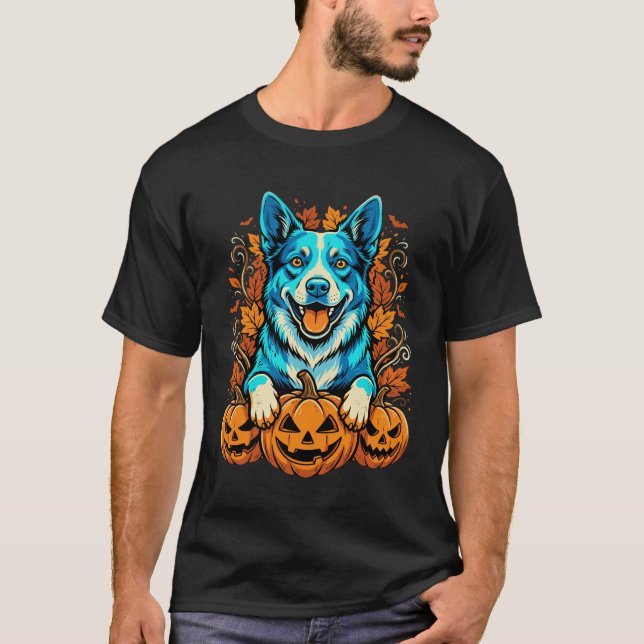 T-shirt Chien d'Halloween avec citrouilles Jack O Lantern_ (Devant)
