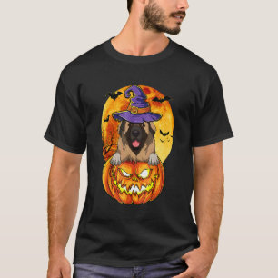 T-shirt Chien d'Halloween Citrouille du pasteur caucasien