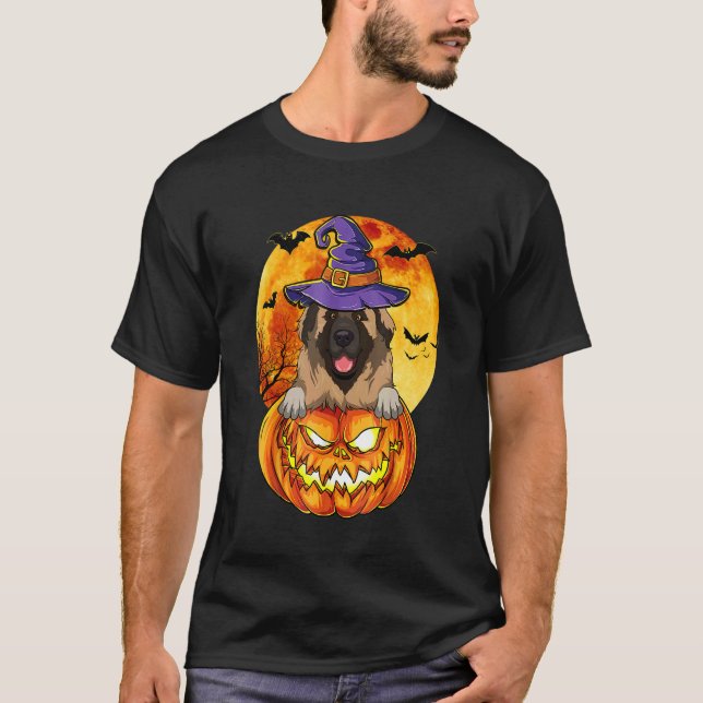 T-shirt Chien d'Halloween Citrouille du pasteur caucasien (Devant)