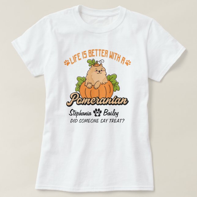T-shirt Chien d'Halloween de Poméranie Chute Thanksgiving  (Design devant)