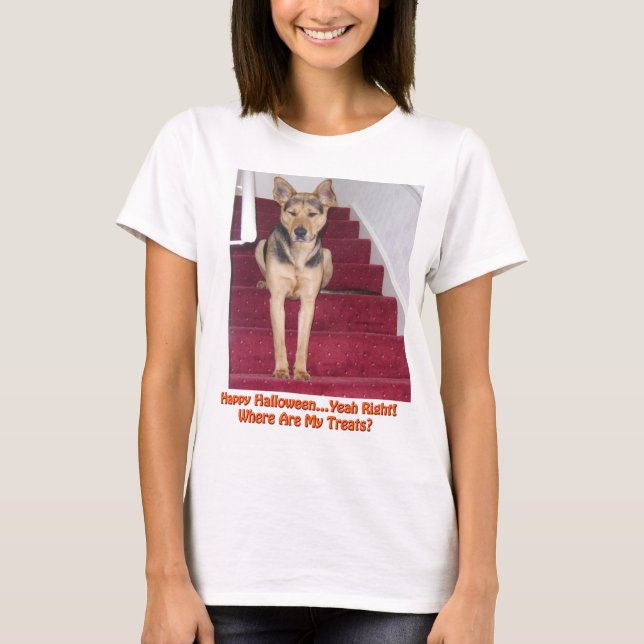 T-shirt Chien d'Halloween et aucun traitement (Devant)